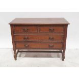 20th century oak chest of two short over two long drawers on barleytwist and block supports,