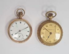 Early 20th century 9ct gold open-faced pocket watch, the enamel dial with Roman numerals and