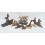 Quantity of dog ornaments including a Juliana Collection model of wolves, Anubis dog model, etc (8)