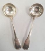 A pair George III silver sauce ladles, both initialled 'J', London 1803, maker Peter, Ann and