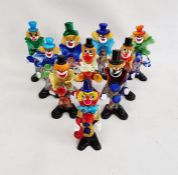 Ten assorted Murano glass clowns, the tallest approx. 22cm high (10)