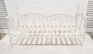 Modern tubular white painted metal day-bed frame