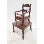 19th century mahogany child's high chair, turned supports