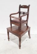 19th century mahogany child's high chair, turned supports