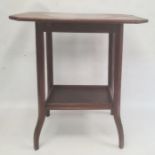 Early 20th century walnut two-tier side table, the rectangular top with canted corners, on shaped