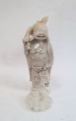 Hardstone standing figure of a laughing Buddha, 19cm high (with repairs) and a jade carving of two