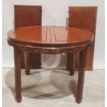 20th century Chinese hardwood extending dining table and six chairs