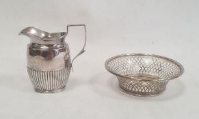 A Victorian silver milk jug, semi gadrooned, Sheffield 1890, maker James Dixon & Sons, 2ozt