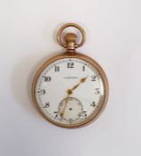 9ct gold Vertex open faced pocket watch, with subsidiary dial, inscribed to the inside ' Presented