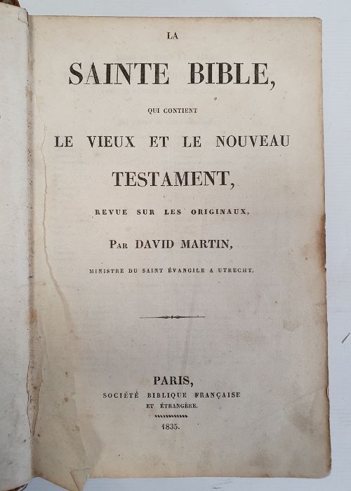La Sainte Bible, Paris 1835 with leather binding and Cervantes The History of Don Quixote - Image 2 of 6