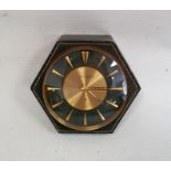 Jaeger-Le-Coultre green leather desk clock with circular face, 14cm wide