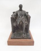 After Daniel Chester, French pottery reproduction of a seated Abraham Lincoln (with losses),