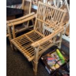 Two conservatory bamboo framed chairsCondition Report Wear and fading throughout. No obvious