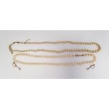 9k gold clasped cultured pearl necklace, a simulated pearl necklace with 9ct gold clasp and pair 9ct