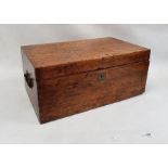 Oak box opening to reveal sectioned interior 59cm x 26.5cm