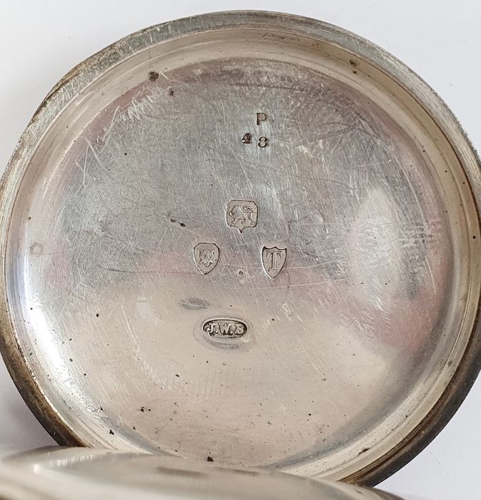 Gentleman's Victorian JW Benson open-faced silver pocket watch, Roman numerals and subsidiary - Image 4 of 7