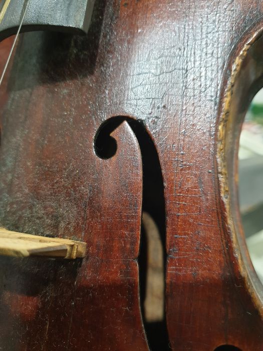 Violin with two-piece back, with two bows, in case and another violin in case and a soft case (3) - Image 8 of 20