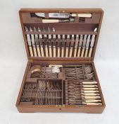 A Mappin & Webb cased canteen of plated and stainless steel cutlery