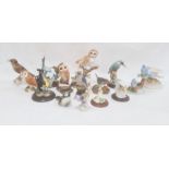 Large quantity of bird ornaments including a Beswick model of a barn owl, 11.5cm high, a Goebel