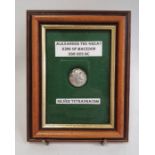 Silver tetradrachm, Alexander the Great, King of Macedon 3362 323BC, in framed case (worn)