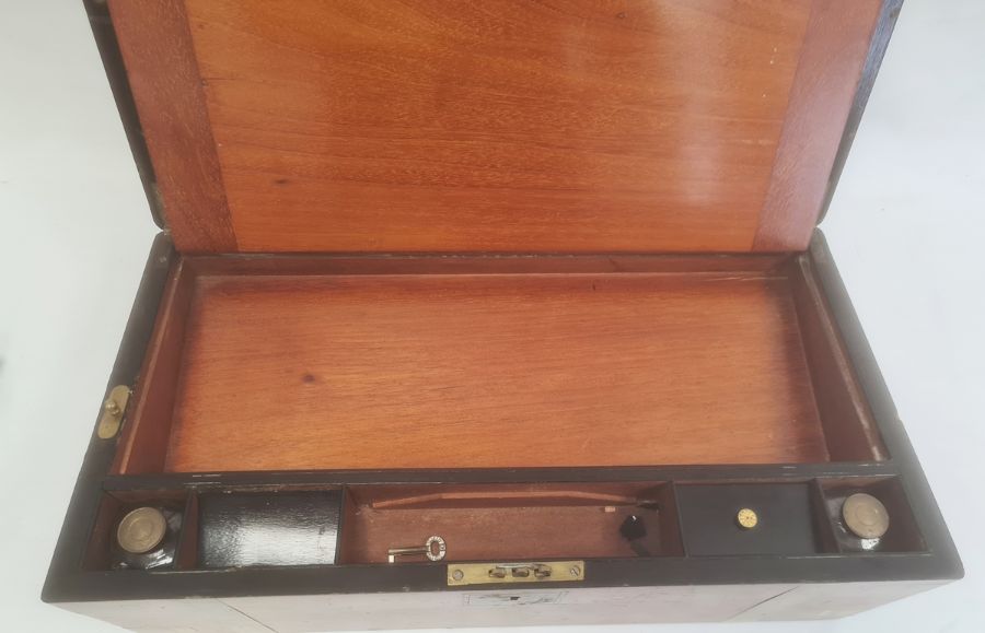 19th century walnut and brass bound writing slope with fitted interior and drawer under Condition - Image 5 of 5