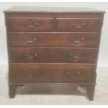 Oak chest of two short over three long drawers, bracket feet, 108cm x 110cm