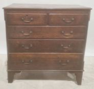 Oak chest of two short over three long drawers, bracket feet, 108cm x 110cm