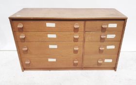 Mid-century modern and teak chest of four long and four short drawers, 118cm x 69cm