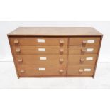 Mid-century modern and teak chest of four long and four short drawers, 118cm x 69cm