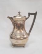 1930's silver coffee pot with ebony handle and finial, on bun feet, Sheffield 1932, maker James