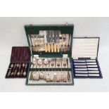 Cased set of Ryals EPNS flatware, a cased set of tea knives and a cased set of six spoons (3 boxes)