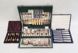 Cased set of Ryals EPNS flatware, a cased set of tea knives and a cased set of six spoons (3 boxes)