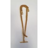 9ct gold albert chain with clip and bar, 52.5g approx. Condition ReportYellow gold Approx. Length (