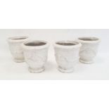 Set of four jardinieres with moulded swag decoration and craquelure white glaze, 17cm high (4)