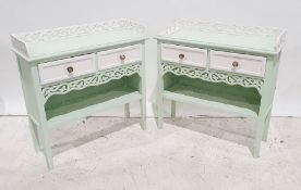 Pair of modern green and white hall tables