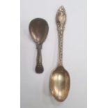 Victorian silver teaspoon, relief decorated, London 1863, maker's mark GA, 1ozt approx., a silver