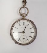 Gentleman's Victorian silver open-faced pocket watch, key-winding (The Brunswick) Birmingham 1885,