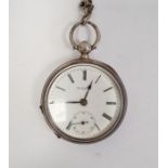 Gentleman's Victorian silver open-faced pocket watch, key-winding (The Brunswick) Birmingham 1885,