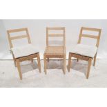 Set of three beech-framed wicker seated 20th century chairs (3)