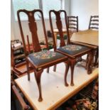 Pair of 20th century side chairs with needlework upholstered seats