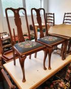 Pair of 20th century side chairs with needlework upholstered seats