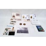 Quantity of Titanic collectors reproduction items to include Titanic compass, FDCs, Titanic