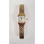 Lady's rolled gold and stainless steel Rotary wristwatch, the mother-of-pearl rounded square dial