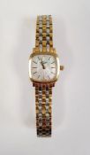 Lady's rolled gold and stainless steel Rotary wristwatch, the mother-of-pearl rounded square dial