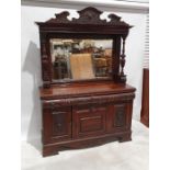 Victorian walnut mirror back dresser, with moulded decoration, three assorted drawers above the