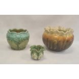 Watcombe pottery jardiniere decorated with shells and seaweed in green and blue glazes, 19cm high, a