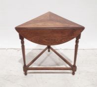 20th century triangular table with drop leaves and rotating top to make circular table, turned