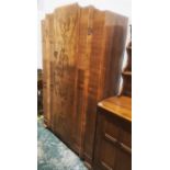 20th century walnut single door wardrobe, 116cm x 190cm