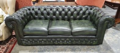 Modern green ground button-back Chesterfield sofa by Thomas LloydCondition ReportGood overall