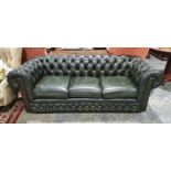 Modern green ground button-back Chesterfield sofa by Thomas LloydCondition ReportGood overall